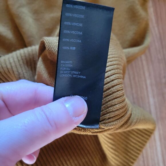 Anthropologie Sweater Top Womens Large Brown Mustard Cold Shoulder Casual Basic - Picture 9 of 11